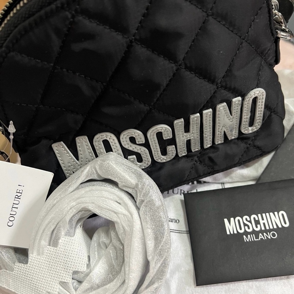 Moschino Black Quilted Crossbody Bag